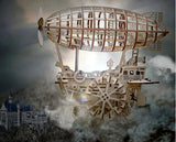 Wind-Up Steampunk Airship Wooden Vehicle Kit