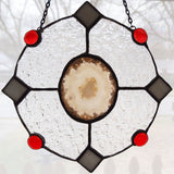 Round Brazilian Agate Geode Panel - Grey & Red