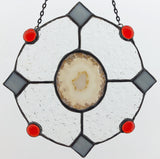 Round Brazilian Agate Geode Panel - Grey & Red