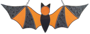 Carnival Bat Suncatcher - Orange Cathedral & Black Snowflake