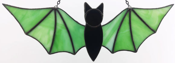 Bat Suncatcher - Green & White Opalescent