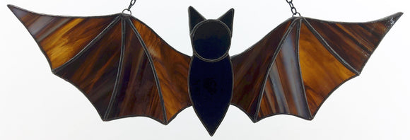 Stained Glass Bat Suncatcher - Dark Brown Streaky
