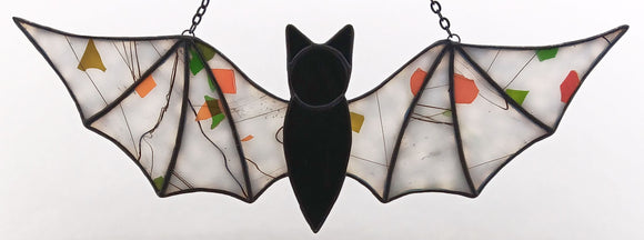 ColorSplash Bat Suncatcher - Orange & Green