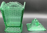 EAPG Greentown Uranium Glass Tall Cat on Hamper