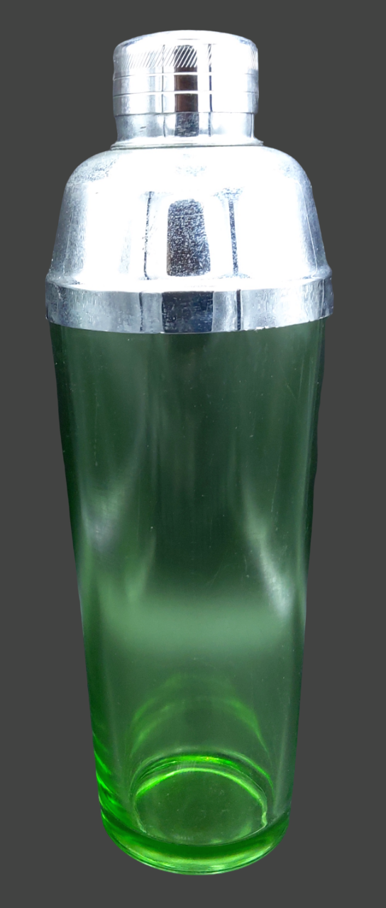 Uranium Glass Cocktail Shaker with Strainer