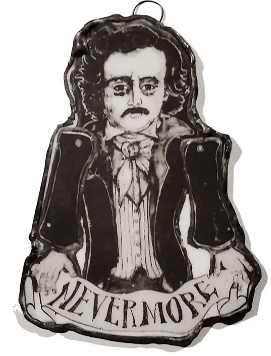 Edgar Allen Poe Nevermore Glass Ornament