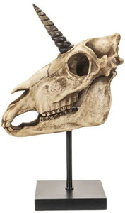 Unicorn Skull Sculpture on Stand