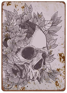 Floral Skull 8x10" Metal Sign