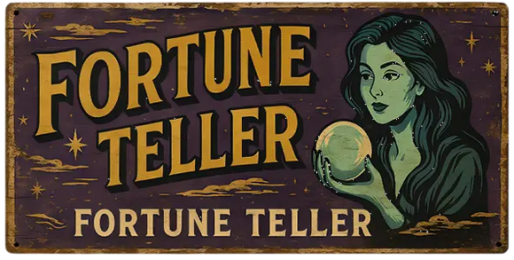 Fortune Teller Reproduction Metal Sign 16x8