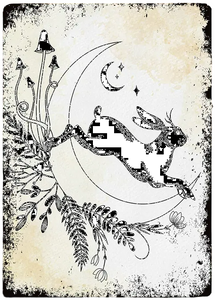 Mystical Hare & Moon Reproduction Metal Sign