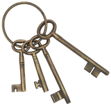 Decorative Brass-Finished Key Ring & Keys