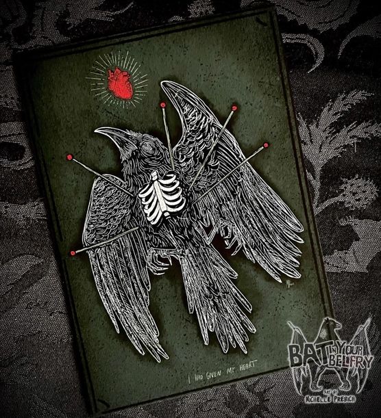 Raven and Anatomical Heart 8x10 Art Print