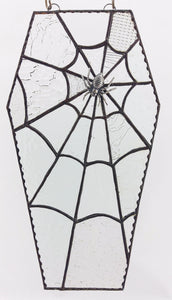Stained Glass Spiderweb Coffin - Mixed Clear Glass