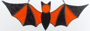 Stained Glass Bat Suncatcher - Orange & Black