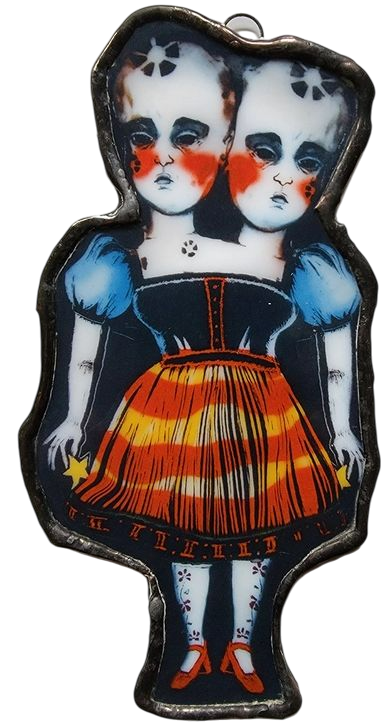 Siamese Twins Glass Ornament