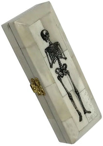 Skeleton Engraved Scrimshaw Bone Stamp Box