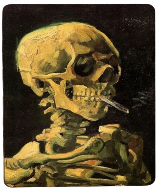 Skull of a Skeleton with Burning Cigarette