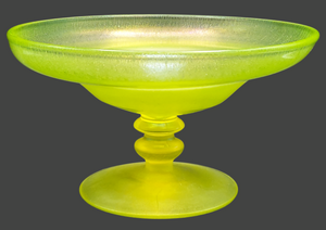 Vaseline Glass Pedestal Compote