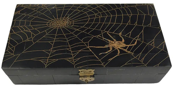 Spider in Web Engraved Horn Box