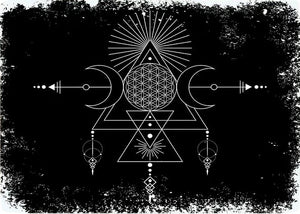 Triple Goddess and Flower of Life Metal Sign 10x8"