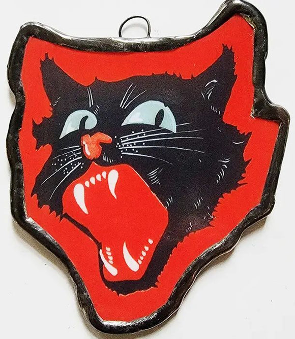 Vintage Black Cat Petite Glass Ornament