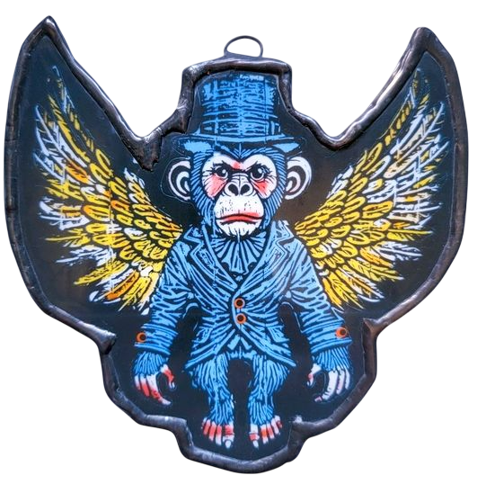 Flying Monkey Art Glass Ornament