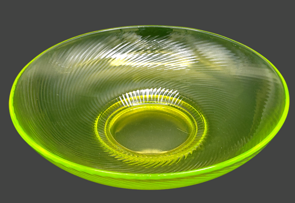 Extra Large Vaseline Glass Serving Bowl