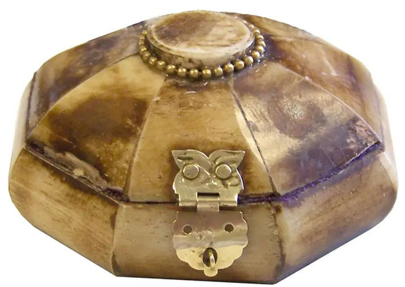 Octagonal Bone Box with Brass Latch