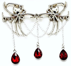 Jeweled Black Widow Collar Pin