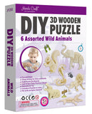 Wild Animal 3-D Wood Puzzle Kit - set of six!