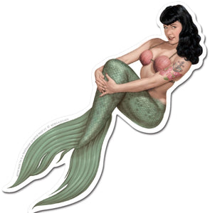 Bettie Page Mermaid Vinyl Sticker