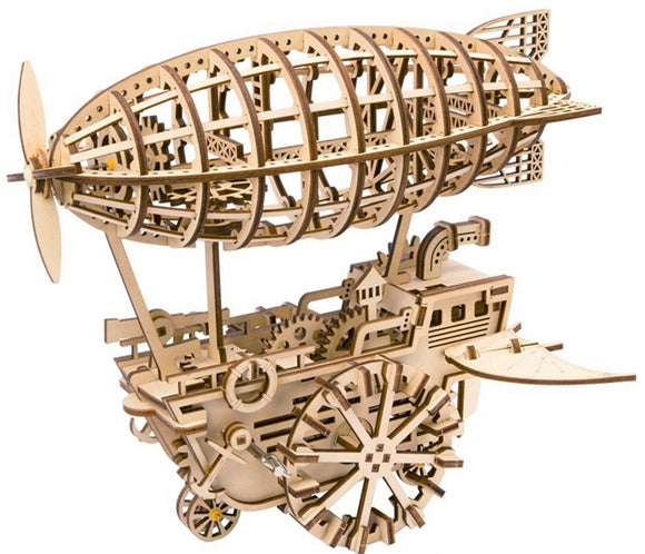 Wind-Up Steampunk Airship Wooden Vehicle Kit